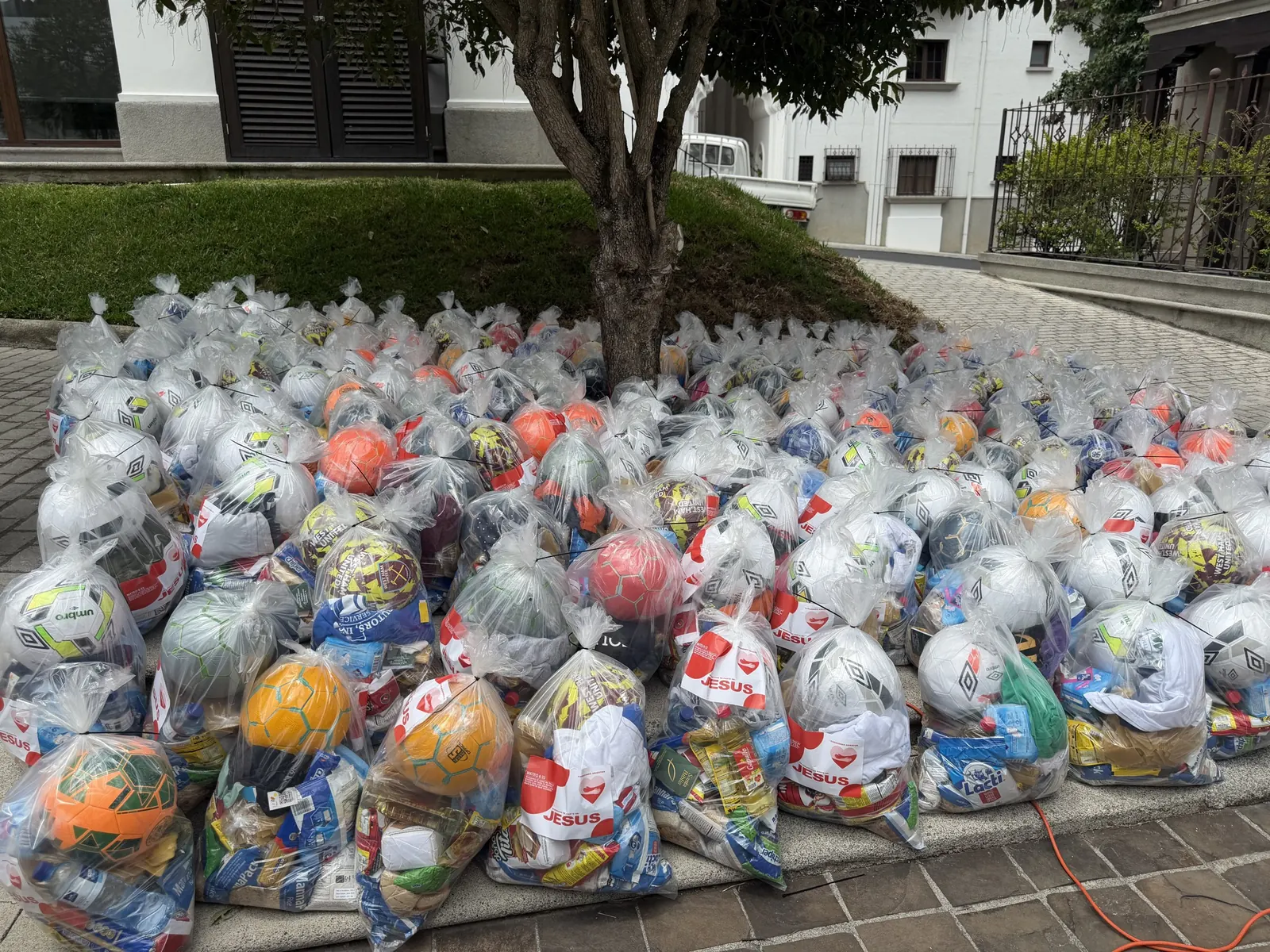 Cientos de bolsas de víveres listas para entregar